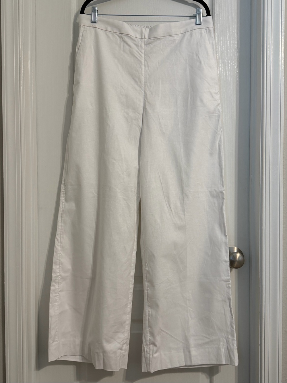 NWT Banana Republic White Wide-Leg European Summer Linen Blend Trousers Sz L